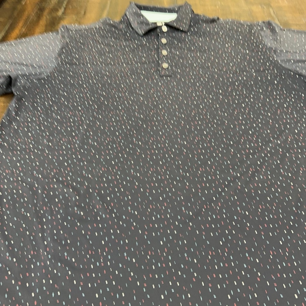 FootJoy Polo Shirt Mens XL Blue Confetti Golf Performance Titleist Tour Embroid - Picture 2 of 9